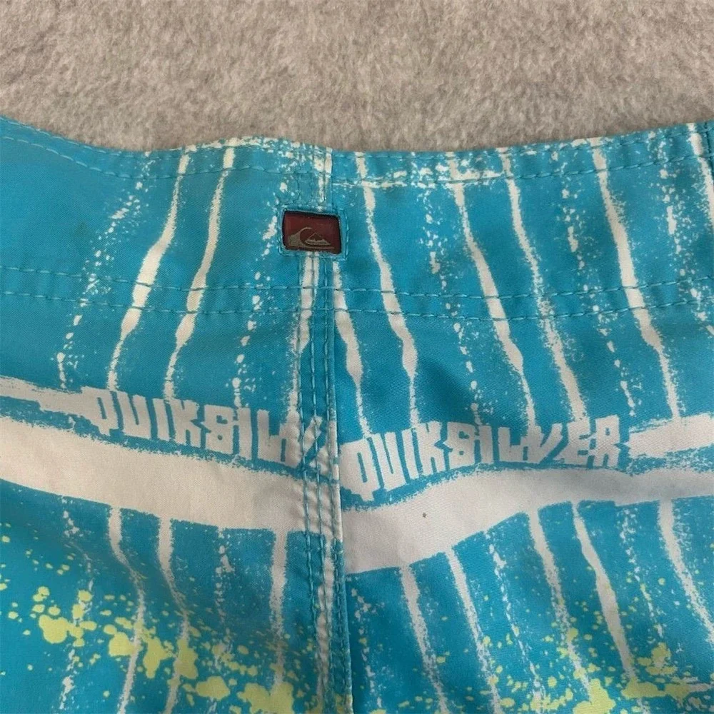 Quiksilver Shorts Men's‎ 32 Blue Plaid Board Shorts Surf Beachwear Vintage